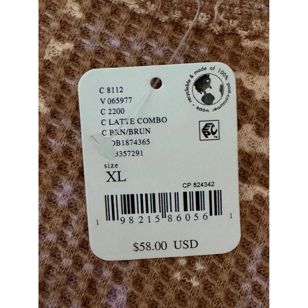 NWT Free People We The Free Pretty Little Thermal Top Latte Brown Print XL Boho
